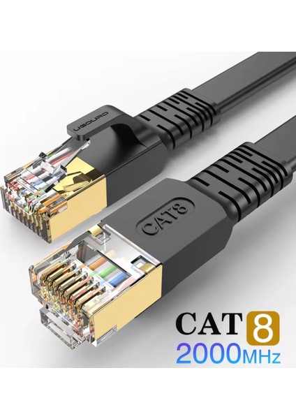 10-Metre Cat 8 Ethernet Kablosu 40GBPS+5G+2000 Mhz RJ45 Konnektör CE+FC+RohS Lisanslı Orjinal