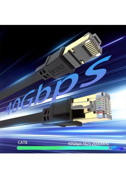 10-Metre Cat 8 Ethernet Kablosu 40GBPS+5G+2000 Mhz RJ45 Konnektör CE+FC+RohS Lisanslı Orjinal