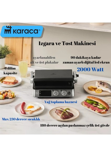 Inox 2008 Döküm Izgara ve Tost Makinesi 6 Dilim Kapasiteli Tost Makinesi