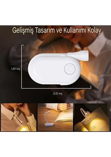 Kitap Okuma Işığı 3 Işık Renk Modlu/Şarj Edilebilir/Ayarlanabilir Parlaklık Seviyesi CE Lisanslı