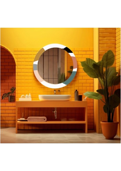 - Dekorarif Desenli Yuvarlak Banyo-Salon Duvar Aynası 54