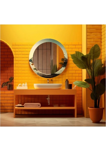 - Dekorarif Desenli Yuvarlak Banyo-Salon Duvar Aynası 47