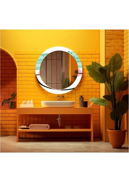 - Dekorarif Desenli Yuvarlak Banyo-Salon Duvar Aynası 61