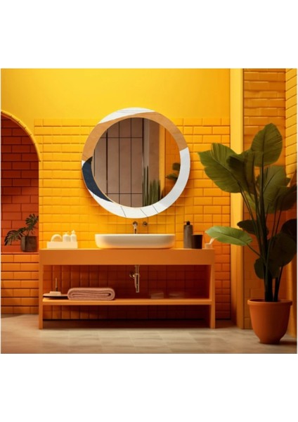- Dekorarif Desenli Yuvarlak Banyo-Salon Duvar Aynası 56