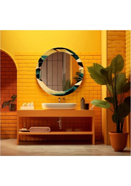 - Dekorarif Desenli Yuvarlak Banyo-Salon Duvar Aynası 48
