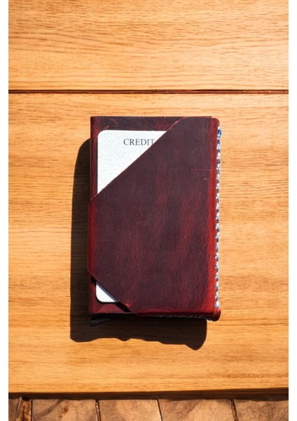 Mekanizmalı Kartlık Gerçek Deri Otomatik Mekanizmalı 7-11 Kart Kapasiteli Kartlık El Dikişli Kırmızı fırsatları