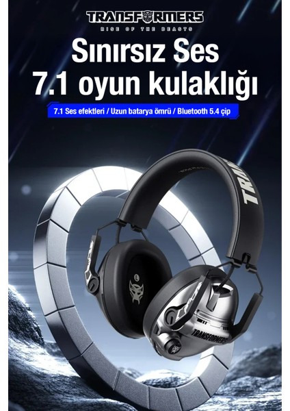 TF-G03 Bluetooth 5.4 Kulak Üstü Kulaklık Mikrofonlu Gaming Oyuncu 7.1 Surround Ses, Gri