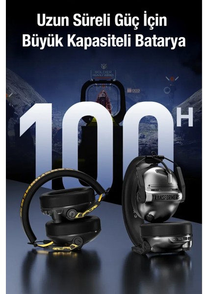 TF-G03 Bluetooth 5.4 Kulak Üstü Kulaklık Mikrofonlu Gaming Oyuncu 7.1 Surround Ses, Gri