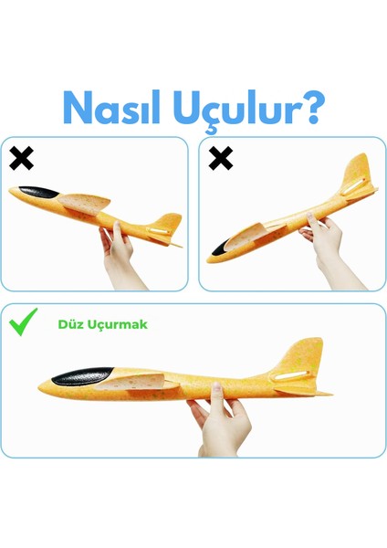 Mavi Çocuk Köpük Uçak Oyuncak - El Planörü, Elle Atılan Eğlenceli ve Dayanıklı Uçan Oyuncak Uçak