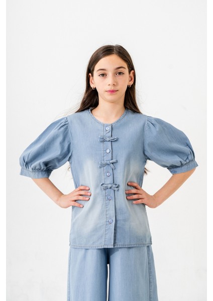 Kız Çocuk Yarım Kol Gömlek 3166