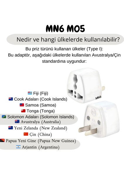 M05 Priz Dönüştürücü/5 Adet Fiş -Türk-Ingiliz Fişini Amerikan Fişine Çevirici Adaptör