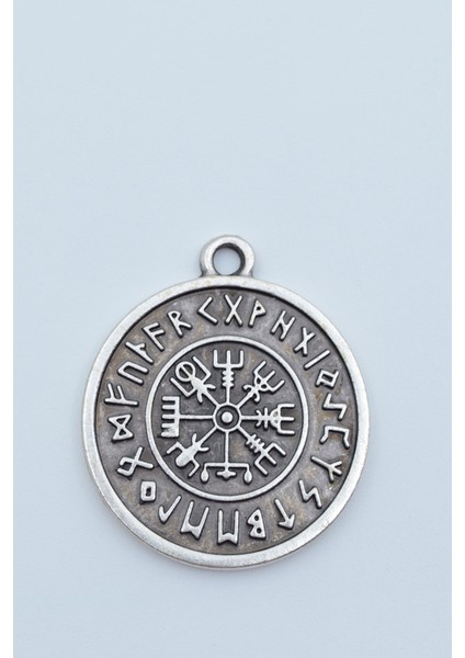 Vegvisir Viking Pusulası Gümüş Kaplama Kolye Ucu