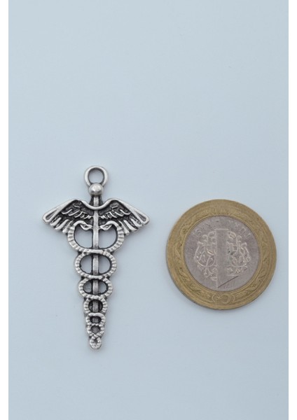 Tıp Sembolü Kadüse Gümüş Kaplama Deri İp Kolye fırsatları