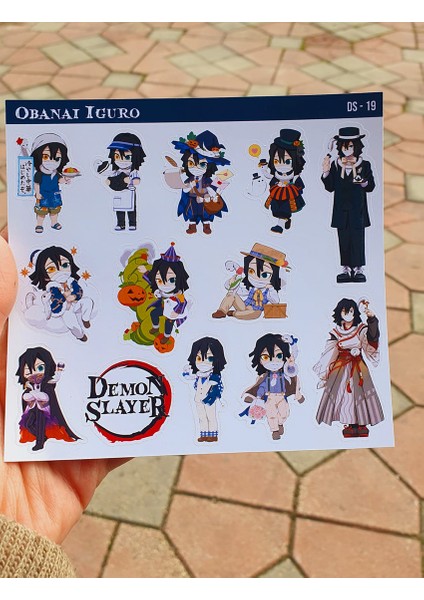 Mitsuri Kanroji-Obanai Iguro-Parlak Kağıt -2li Sticker Set-Demon Slayer Anime