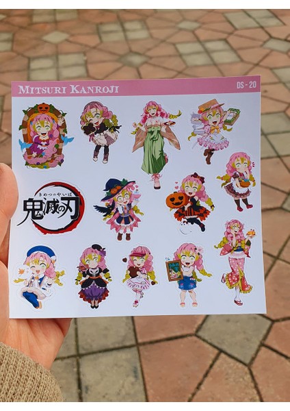 Mitsuri Kanroji-Obanai Iguro-Parlak Kağıt -2li Sticker Set-Demon Slayer Anime