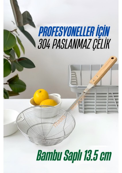 Bambu Saplı Kevgir Süzgeç 304 Paslanmaz Çelik 13.5 cm 721528 fiyatları