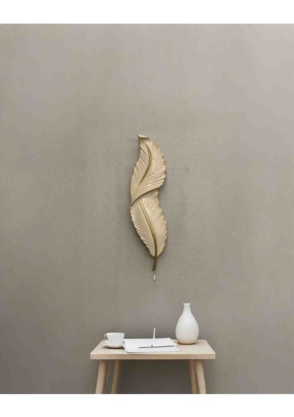 Tüy Aplik Ledli Pilli Dekoratif Duvar Aydınlatma - Şık Ve Modern Tasarım - (60*16 cm )