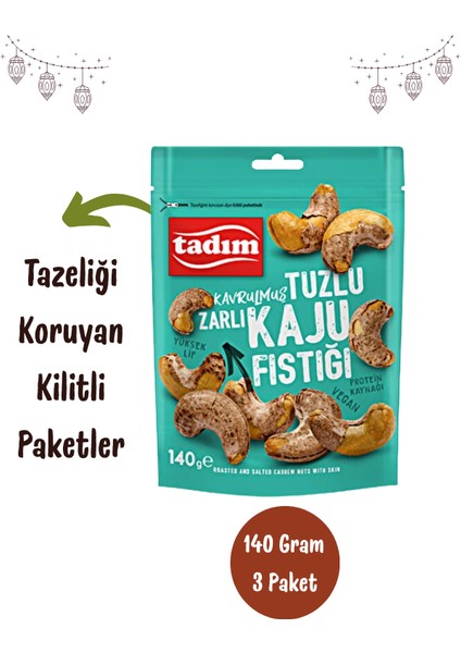 Kavrulmuş Tuzlu Zarlı Kaju Fıstığı (3 Paket * 140 Gr) fiyatları