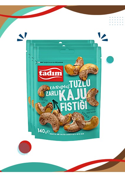 Kavrulmuş Tuzlu Zarlı Kaju Fıstığı (3 Paket * 140 Gr) modelleri