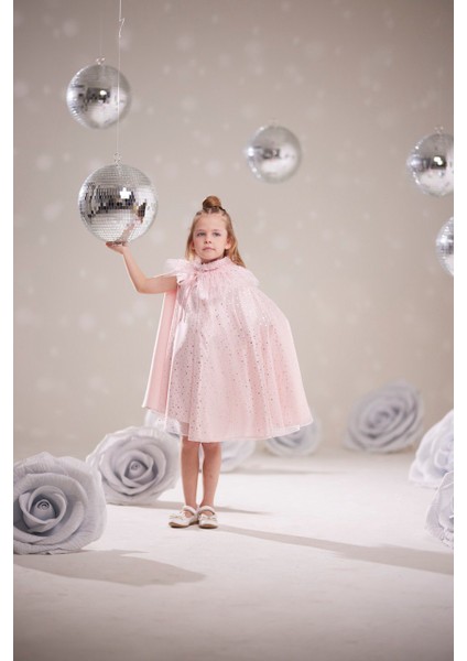 Kız Çocuk Işıltılı Tül Pelerin