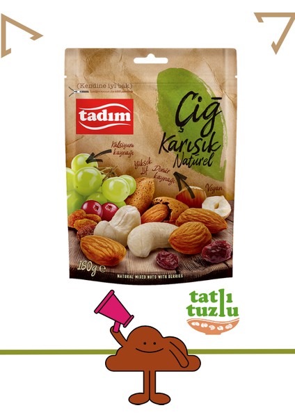 Çiğ Karışık Kuruyemiş Naturel 3 x 180 gr – Doğal Enerji ve Lezzet Dolu