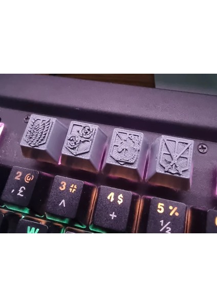 4'lü Attack On Titan 'birlik Amblemleri' Klavye Tuşları