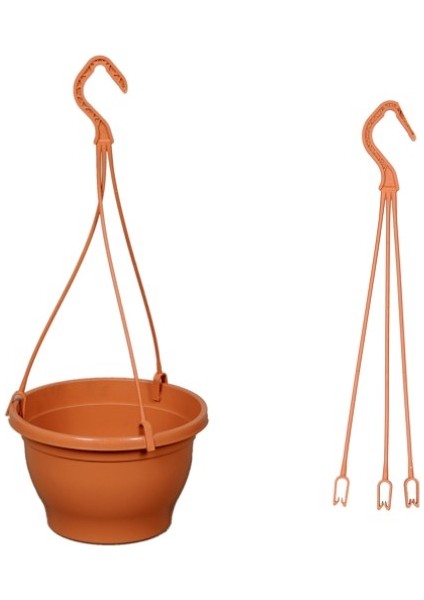 Askılı Çiçek Saksısı 10 Adet 18 cm - Makrome Saksı (Kiremit Renk)