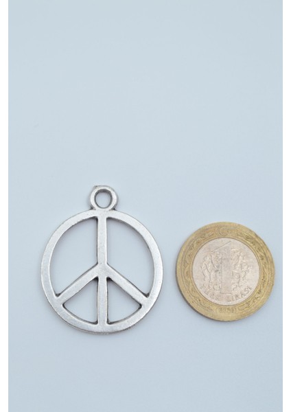 Peace Barış İşareti Gümüş Kaplama Deri İp Kolye