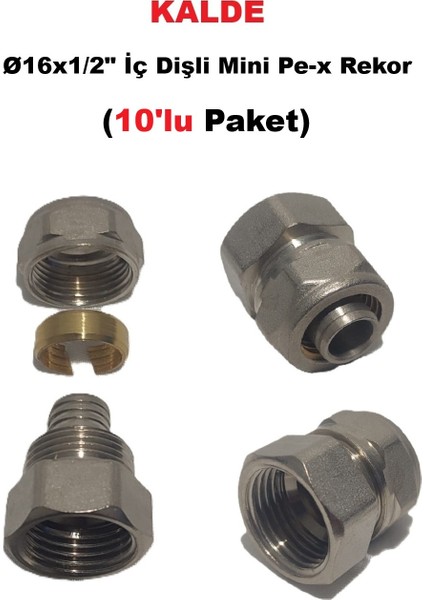(10'lu Paket) Ø16X1/2" Iç Dişli Mini Pex Rekor - Mobil Sistem Boru Bağlantı Rekoru