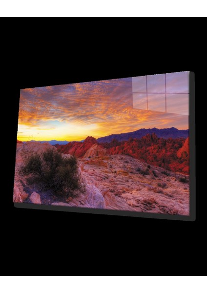 - Dağda Gün Batımı Cam Tablo Sunset On The Mountain Table