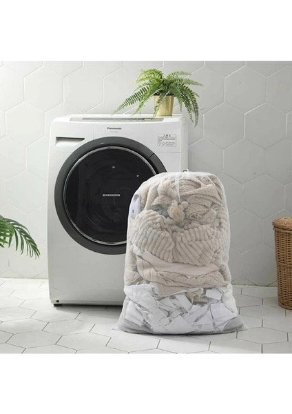 ( 2 Adet ) Büyük Boy Ipli Çamaşır Yıkama Files, Torbası, Perde Yıkama Filesi( 60 CMX80CM )