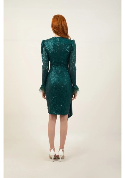 Payetli Otriş Detaylı Karpuz Kol Elbise indirimleri