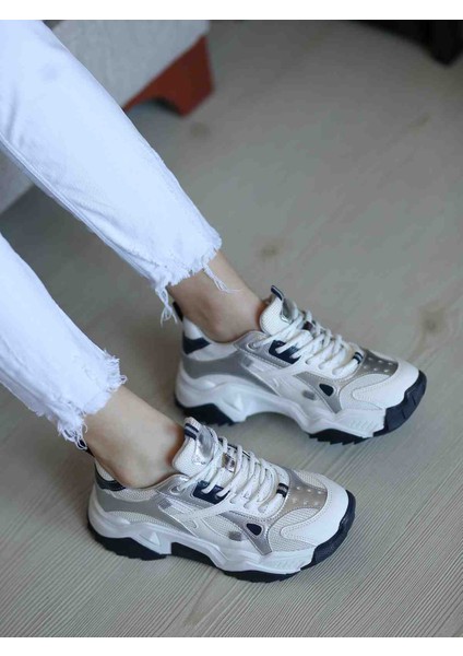 Anita Bağcıklı File Detaylı Ortopedik Iç Tabanlı Kauçuk Kaymaz Taban Kadın Sneaker Ayakkabı