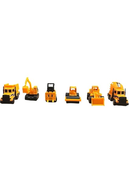 Metal Inşaat Araçları - 6 Adet - Beton Mikseri, Silindir, Forklift, Kepçe, Ekskluvatör, Kamyon fırsatları