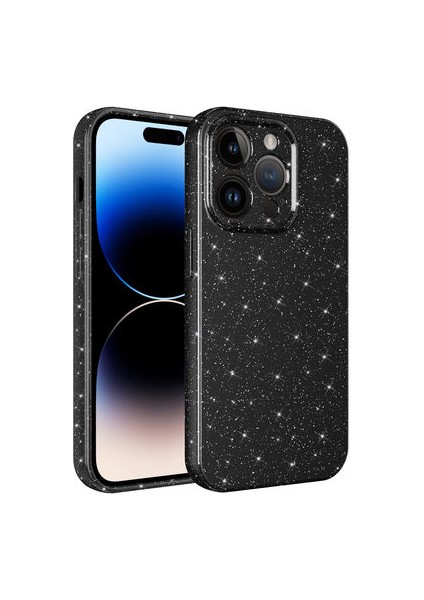 Apple iPhone 14 Pro Max Kılıf Parlak Simli ve Kamera Korumalı Spoty Silikon Kapak