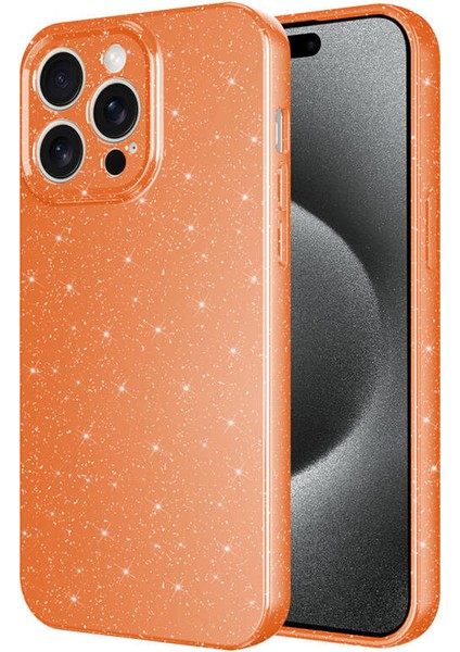 Apple iPhone 15 Pro Max Kılıf Parlak Simli ve Kamera Korumalı Spoty Silikon Kapak