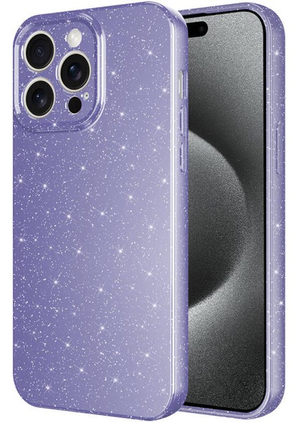 iPhone 15 Pro Max Kılıf Parlak Simli ve Kamera Korumalı Spoty Silikon Kapak