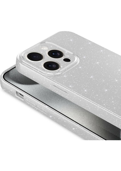 Apple iPhone 15 Plus Kılıf Parlak Simli ve Kamera Korumalı Spoty Silikon Kapak
