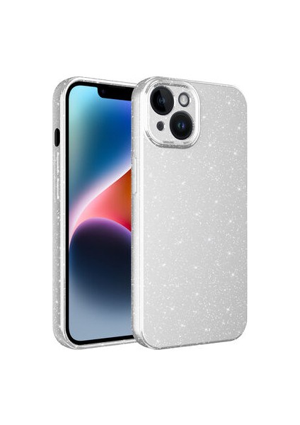 Apple iPhone 14 Plus Kılıf Parlak Simli ve Kamera Korumalı Spoty Silikon Kapak