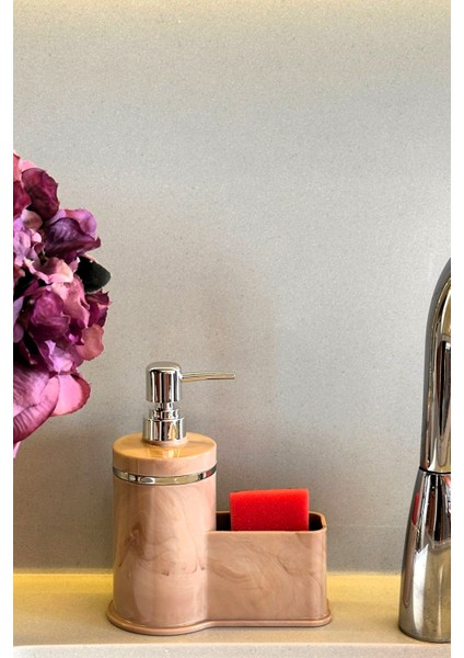 Mutfak Veya Banyo İçin Şık Altın Rengi Detaylı Süngerlikli Sıvı Sabunluk , Yerli Üretim