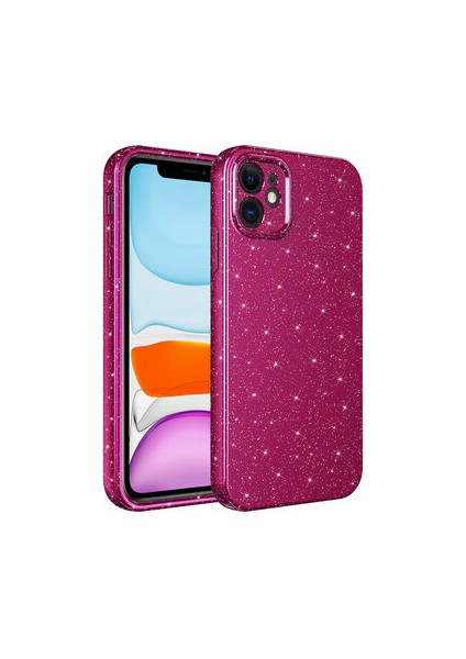 Apple iPhone 11 Kılıf Parlak Simli ve Kamera Korumalı Spoty Silikon Kapak