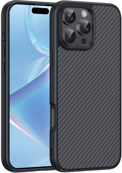 Apple iPhone 16 Pro Maxkılıf Magsafeli Karbonfiber Tasarımlı Fibronis Premium Kapak
