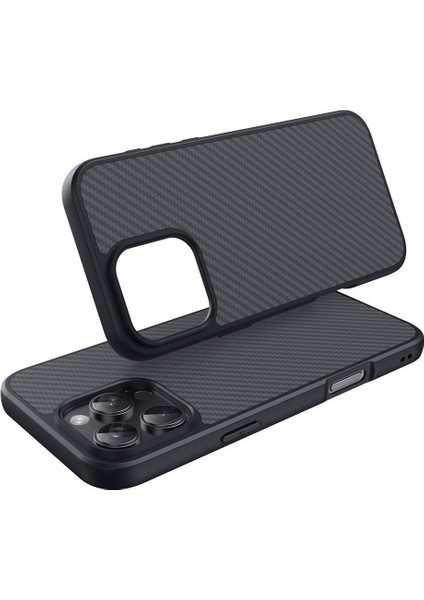 Apple iPhone 16 Pro Maxkılıf Magsafeli Karbonfiber Tasarımlı Fibronis Premium Kapak