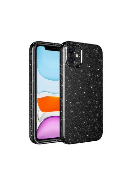 Apple iPhone 11 Kılıf Parlak Simli ve Kamera Korumalı Spoty Silikon Kapak