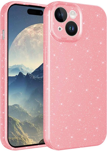 Apple iPhone 15 Kılıf Parlak Simli ve Kamera Korumalı Spoty Silikon Kapak