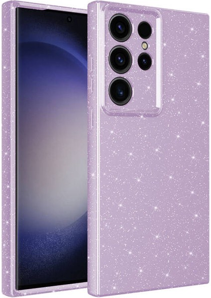 Galaxy S24 Ultra Kılıf Parlak Simli ve Kamera Korumalı Spoty Silikon Kapak