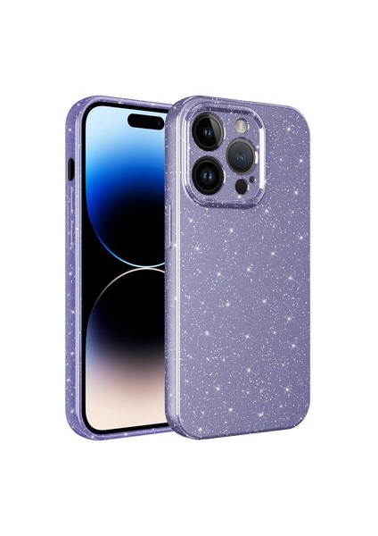 iPhone 14 Pro Max Kılıf Parlak Simli ve Kamera Korumalı Spoty Silikon Kapak