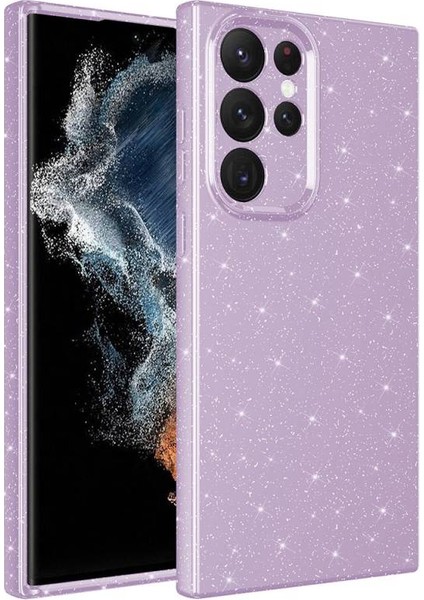Galaxy S22 Ultra Kılıf Parlak Simli ve Kamera Korumalı Spoty Silikon Kapak