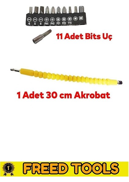 Esnek Matkap Ucu Şaft Uzatma Aparatı Bits Bükülebilir Akrobat Tornavida Vidalama Eklentisi 300 mm