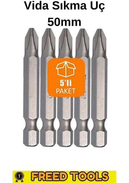 Matkap Ucu Uçları 50 mm Yıldız Düz Bits Vidalama Uç Seti Ph 5 Parça
